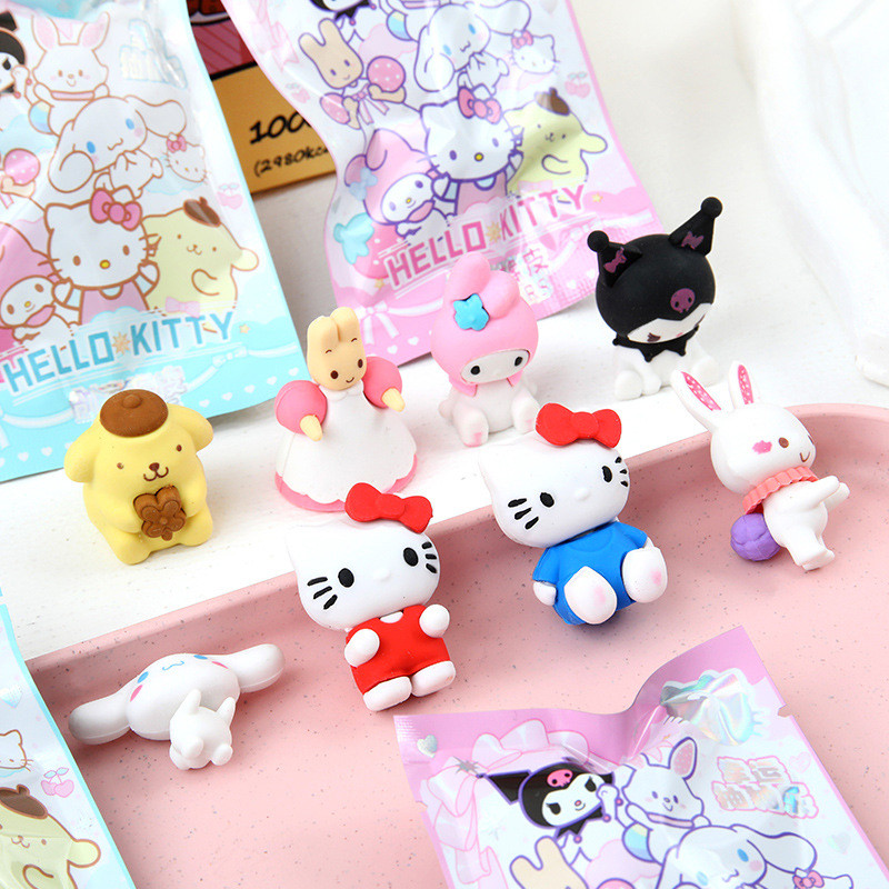 

1Bag Sanrio Cartoon Random Eraser Student School Stationery Anime Figures Hello Kitty Melody Kuromi Cinnamoroll Removable Eraser