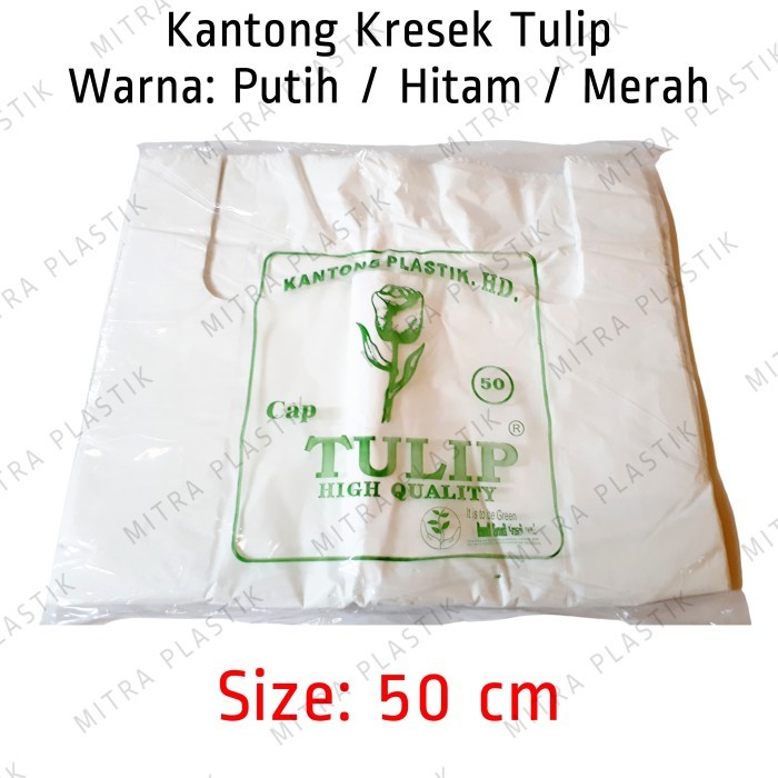 

Kantong Plastik Tulip Lebar 50 cm Hitam Putih Merah Besar Kresek Pack - Merah