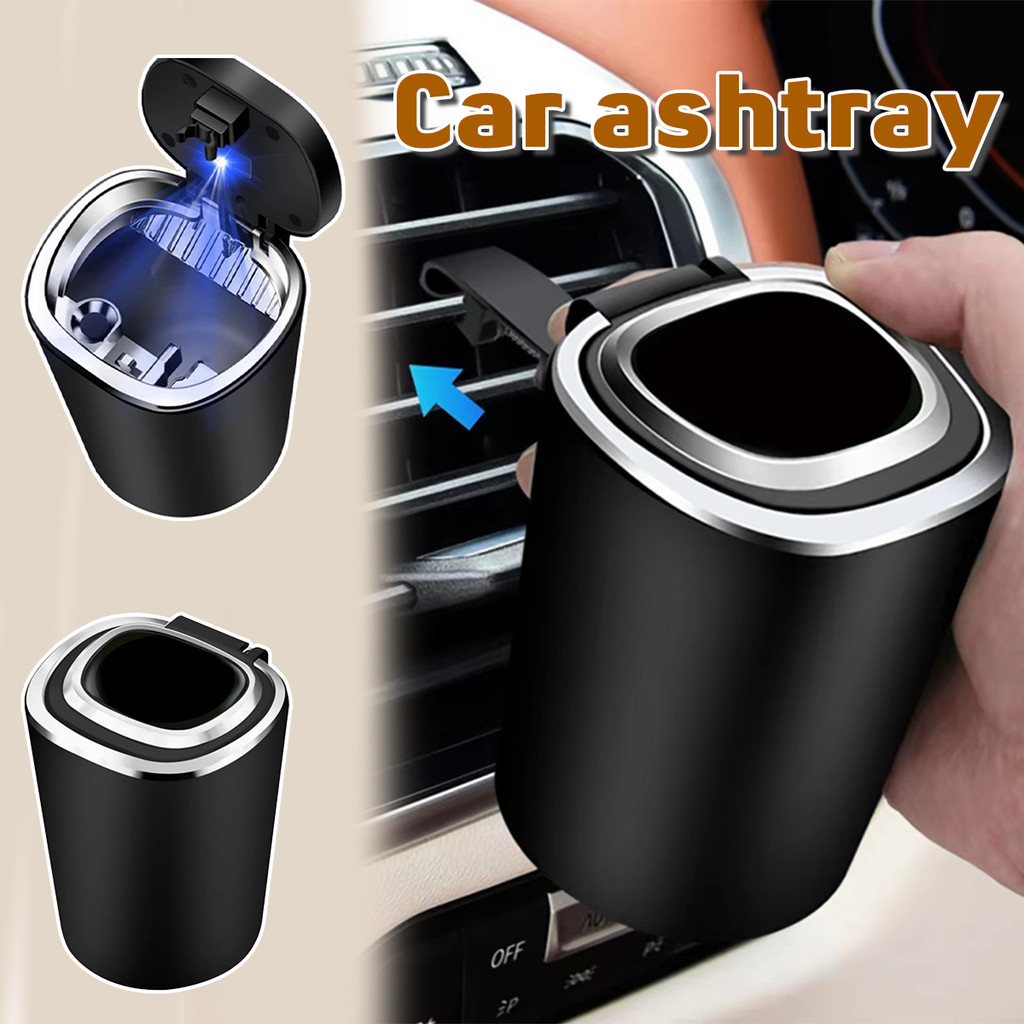 Asbak Rokok Mobil Gantung Mini Portable LED Multi fungsi Mini Storage Asbak Tanpa Asap Desain Keren