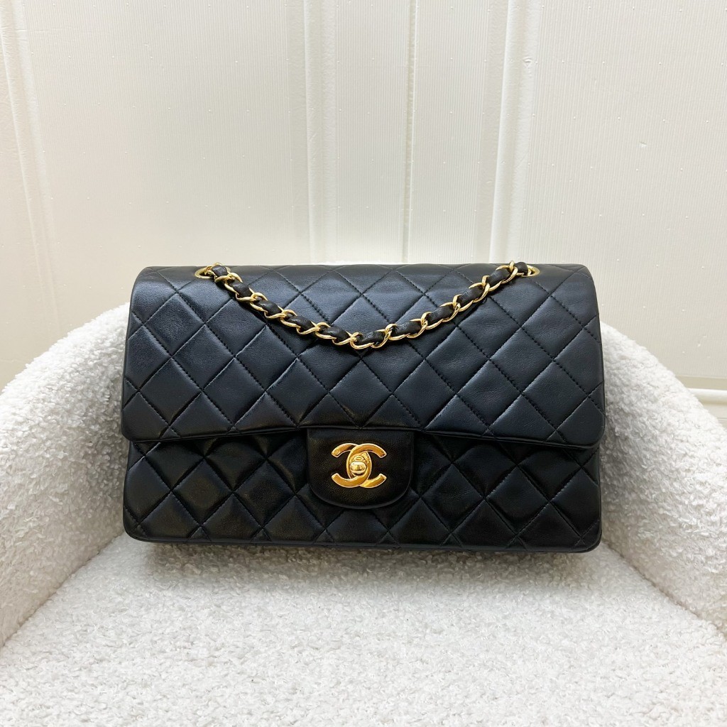 (Partial Payment for Ms N) Chanel Vintage Medium Classic Flap CF in Black Lambskin and 24K Plated GH