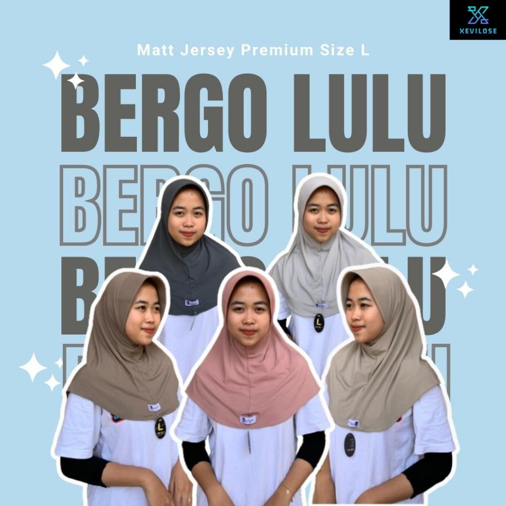 HIJAB SPORT BERGO SIZE L MATT JERSEY PREMIUM BY LULU - BERGO LULU