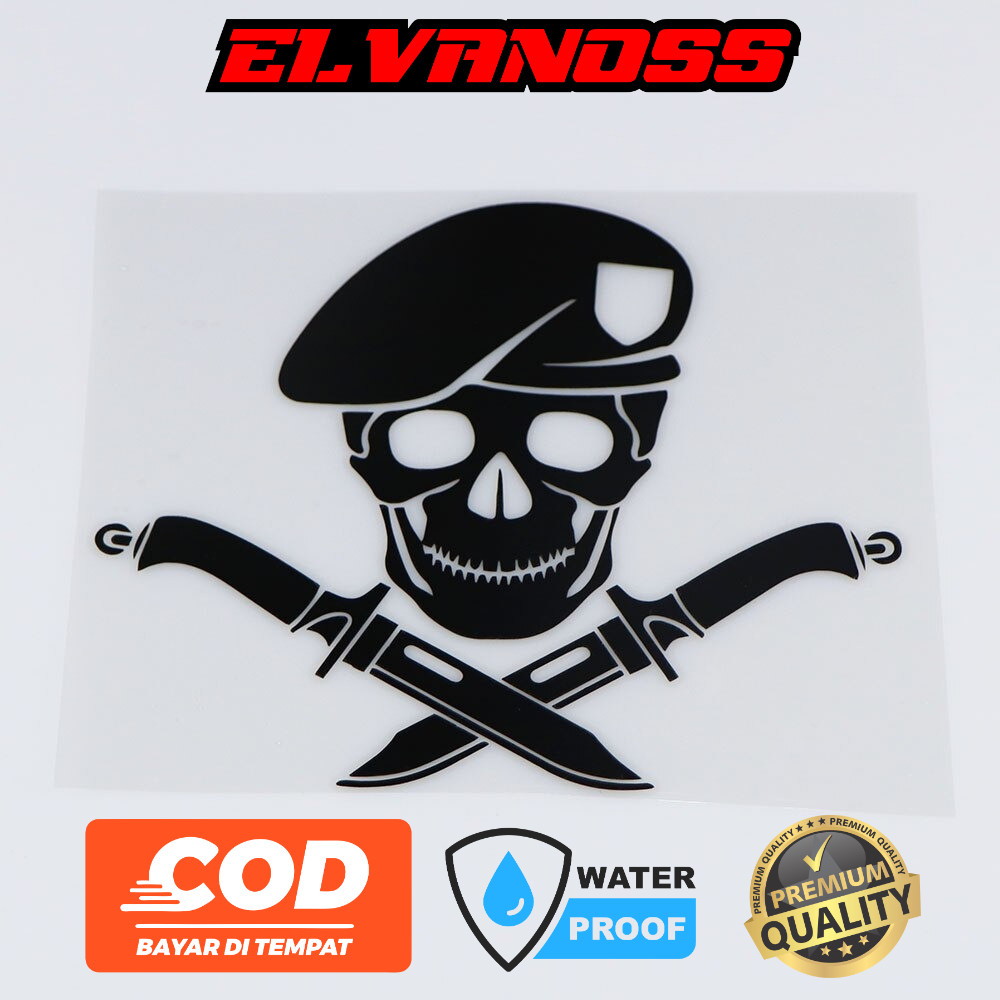 COD Stiker Cutting Baret Tentara Stiker Tulang Tentara Army Seram Pisau Baret FREE CUSTOM DESAIN