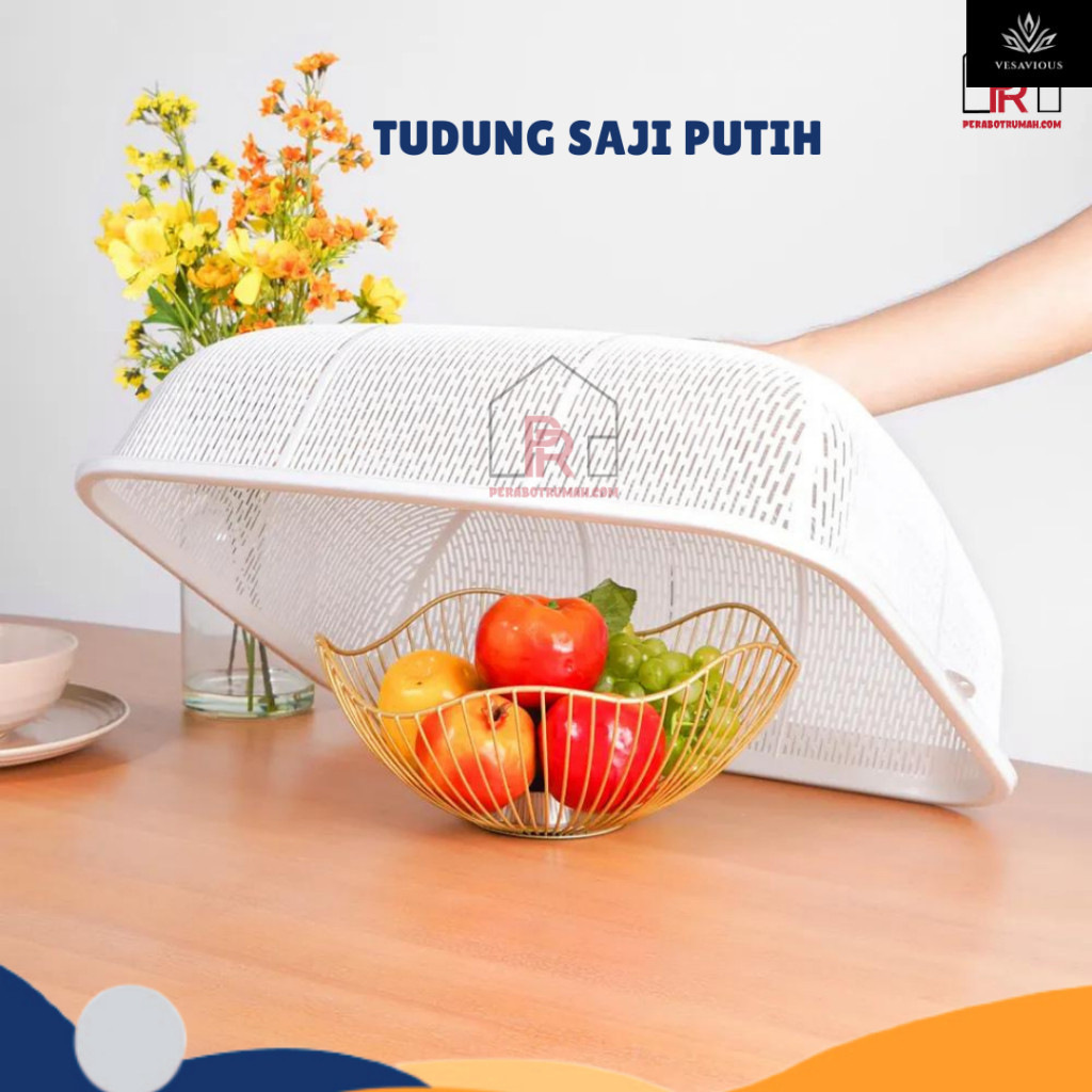 Tudung Saji Kotak Putih / Tudung Plastik Penutup Piring / Dish Cover