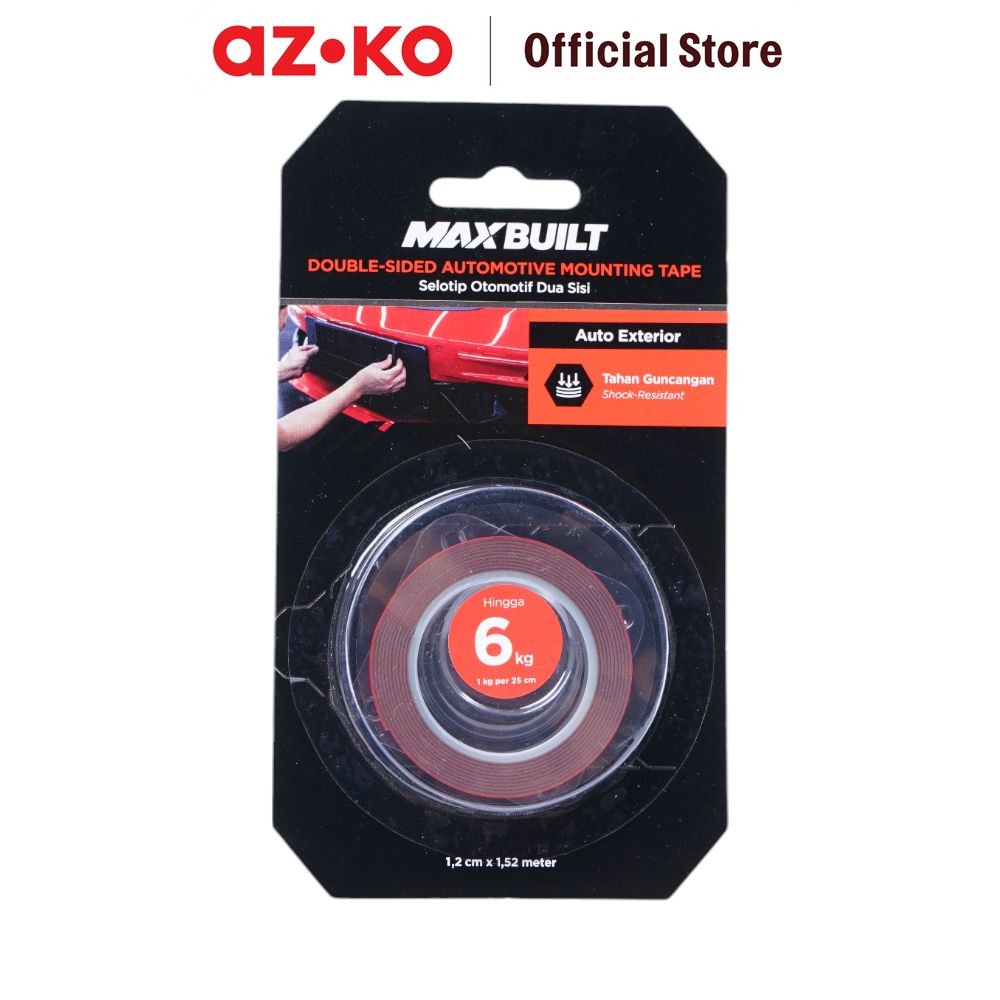 AZKO Maxbuilt 1.2X152 cm Isolasi Mounting Tape Automotive Exterior - Merah Isolasi Lakban Alat Penem