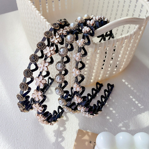 Bando Include Jepit Rambut Gammaraki0125 F5820 2in1 Fashion Korea Pola Mutiara / Bando Rambut Kepang