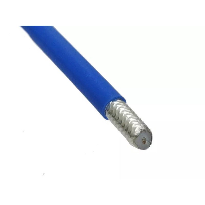 Kabel Teflon Koaksial RF 25 Ohm 25OHM OD 2.6Mm RG086-25 RFS405 Jalur Perak Semirigid Jaket Biru
