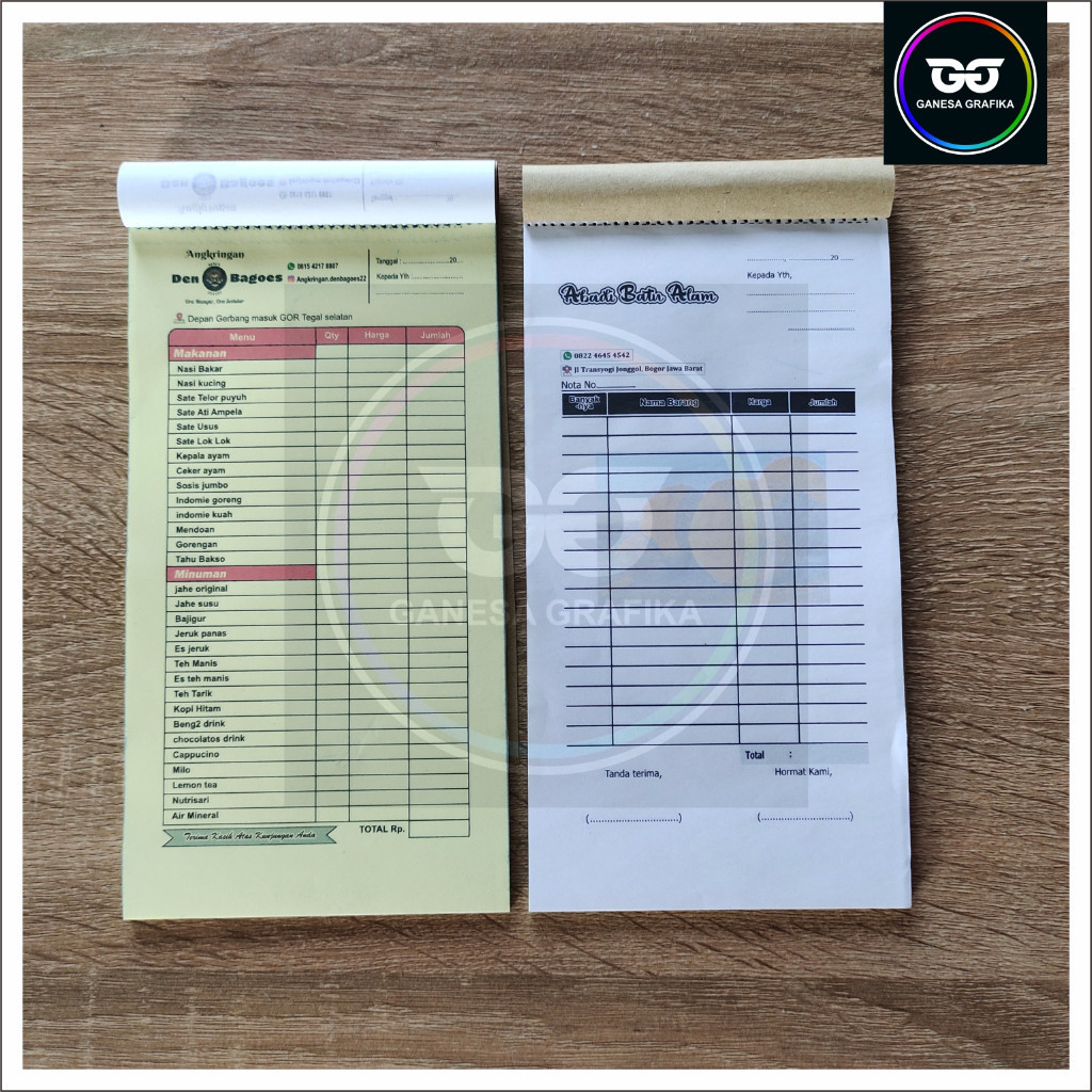 

Cetak Nota custom 2 play nama toko sendiri UKURAN 1/3 fOLIO nota faktur invoic custom