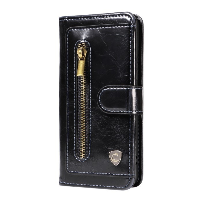 CASE SAMSUNG S23 | ULTRA LUXURY FLIP COVER RITSLETING PU CASE DOMPET - Hitam, S23 ULTRA