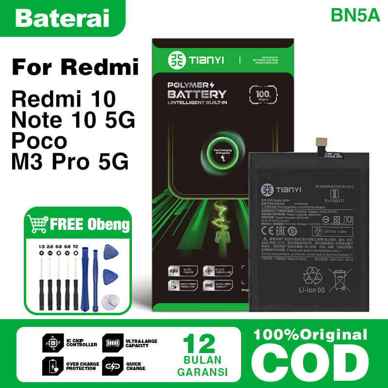 Baterai Batre For Redmi 10 / Redmi Note 10 5G / Poco M3 Pro 5G BN5A  ORIGINAL 100% Garansi 12 bulan 