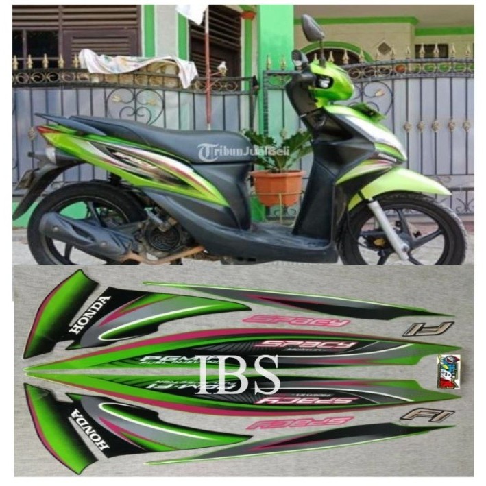 SPACY FI HELM IN HIJAU 2011 2012 STRIPING STANDAR HONDA POLET STIKER