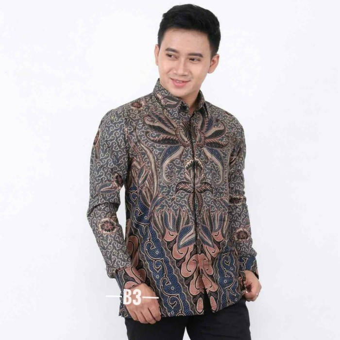 Krisshop / BAJU KEMEJA BATIK PRIA LENGAN PANJANG KUALITAS MALL | BATIK PRIA MURAH - L