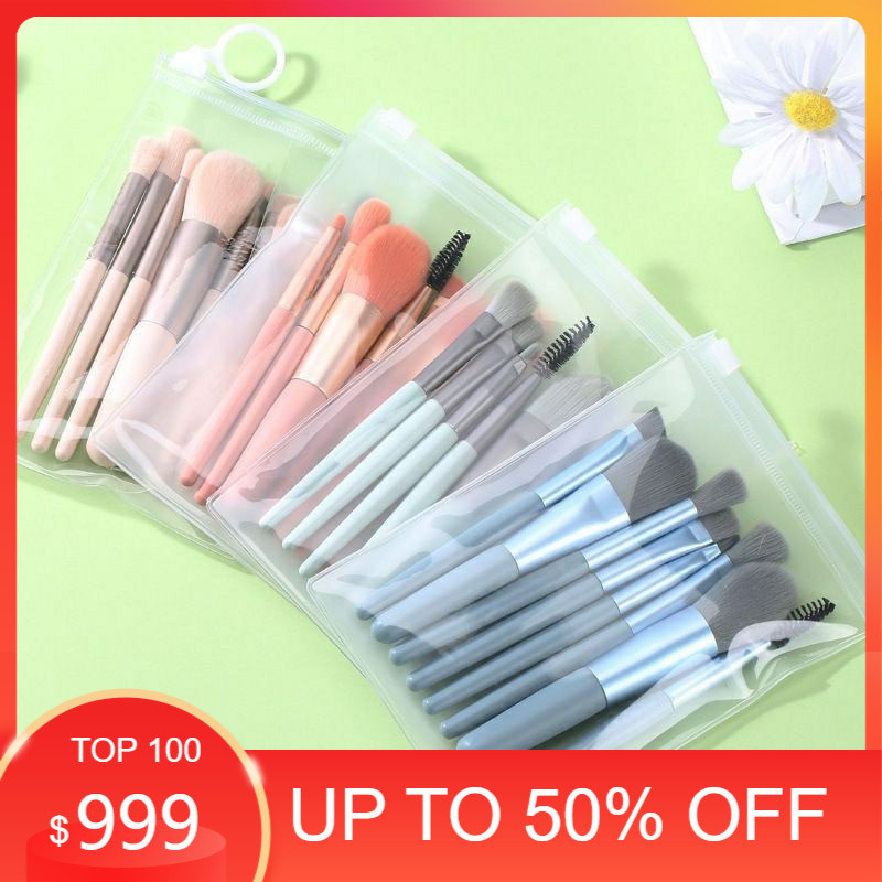 TERMURAH New Kuas Make Up 8 in 1 Free Pouch Make Up Tools / Set Kuas Make Up LENGKAP
