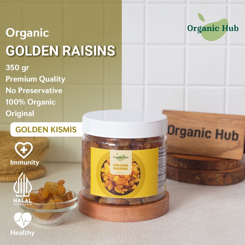 

Organic Hub Golden Raisins Arab Dried Kismis Premium Organik 100% Original Raisin Simin 350 gr