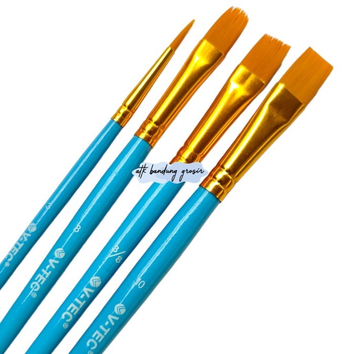 

Kuas Lukis V-Tec Brush Bahan Nilon A0270 Set 4 Flat & Round