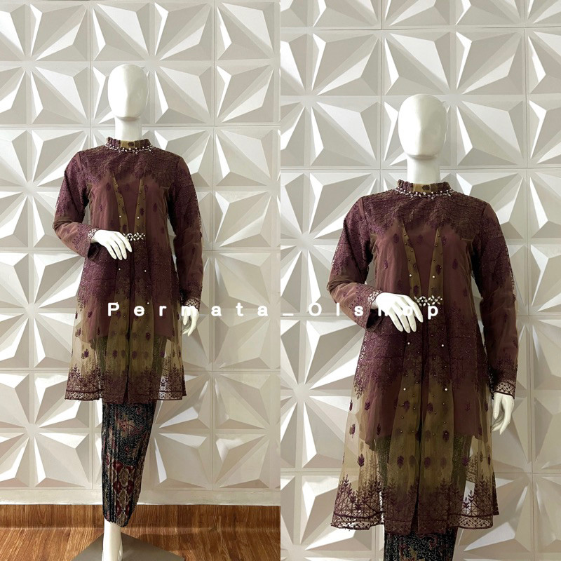 Permata Olshop / Kebaya Tunik Audy Twotone / Kebaya Payet / Kebaya Kondangan / Kebaya Wisuda / Kebay