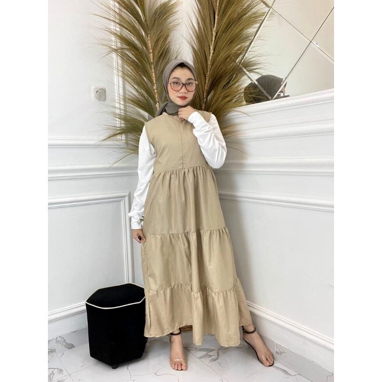 FLARE DRESS / (READY STOK)  INNER DRESS/LONG DRESS TANPA LENGAN/BAHAN KATUN SHAKILA/MAXI DRESS FLARE