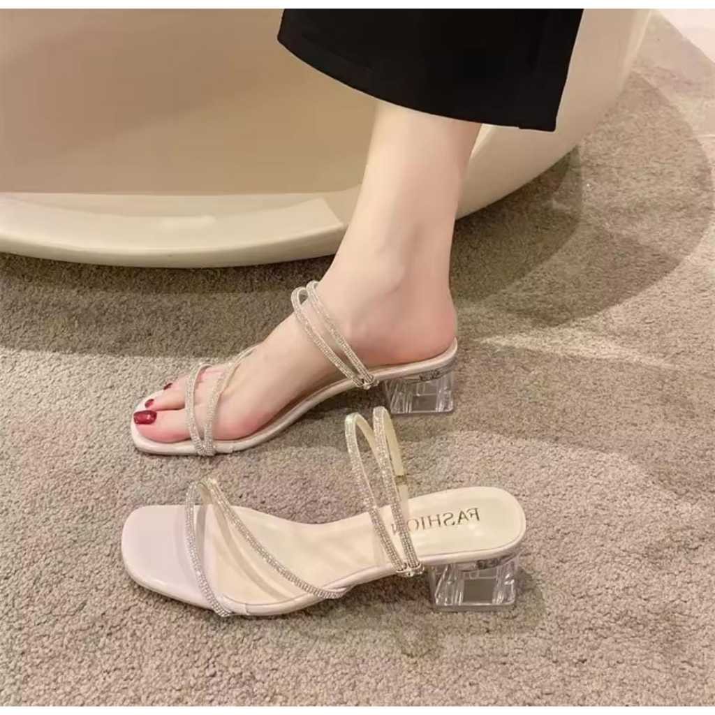 dylena Sandal Wanita Heels Hak kaca 5 Cm / Sendal Wanita High Heels