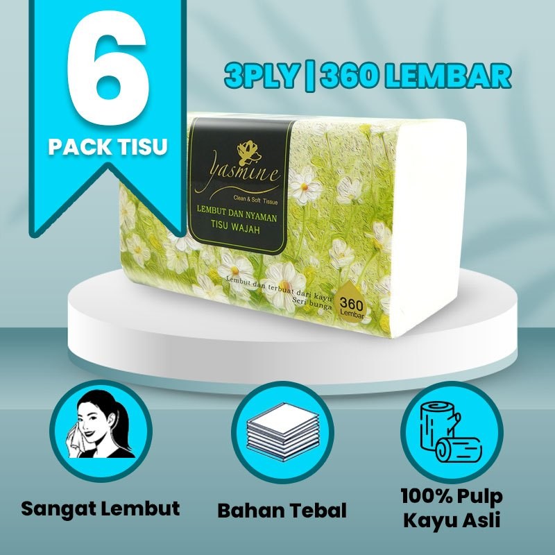 [Harga kejutan]Yasmine Tissue 6 PACK 360 helai 3 ply harga promo murah gratis ongkir bisa cod tisu k
