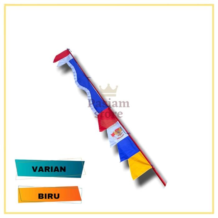 20pcs Bendera Umbul-Umbul Garuda Warna Warni Merah Putih Kuda Laut Dekorasi 17 Agustus Kain - BIRU K