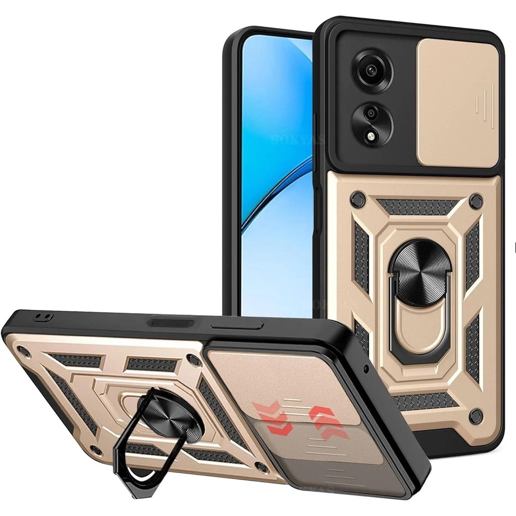 Military Armor Case For OPPO A60 A79 A80 5G A40 A40M A3 Pro Cover Lens Protection Ring Stand Holder 