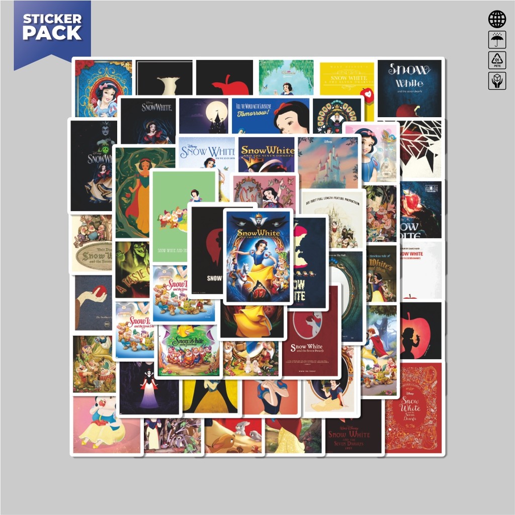 

[100PCS]Stiker Pack Stiker Disney Princess Snow White Aesthetic Vinyl Anti Air Dekorasi Sticker Laptop Buku Journal Koper Helm Casing HP Gitar Helm Skateboard