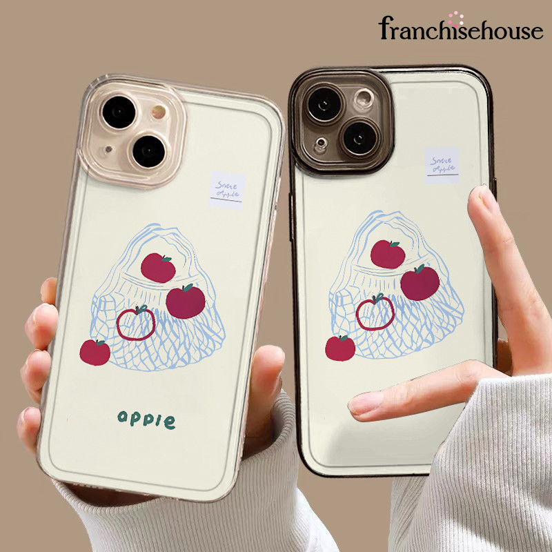 Casing IPhone Ins apple bag Transparan Soft Case Fashion Cocok untuk iPhone 11 12 13 14 15 16 Pro Ma