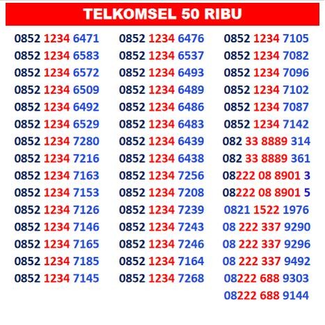 nomor cantik simpati kartu perdana telkomsel nomor cantik telkomsel z6 - 50 RIBU  PROMO 
