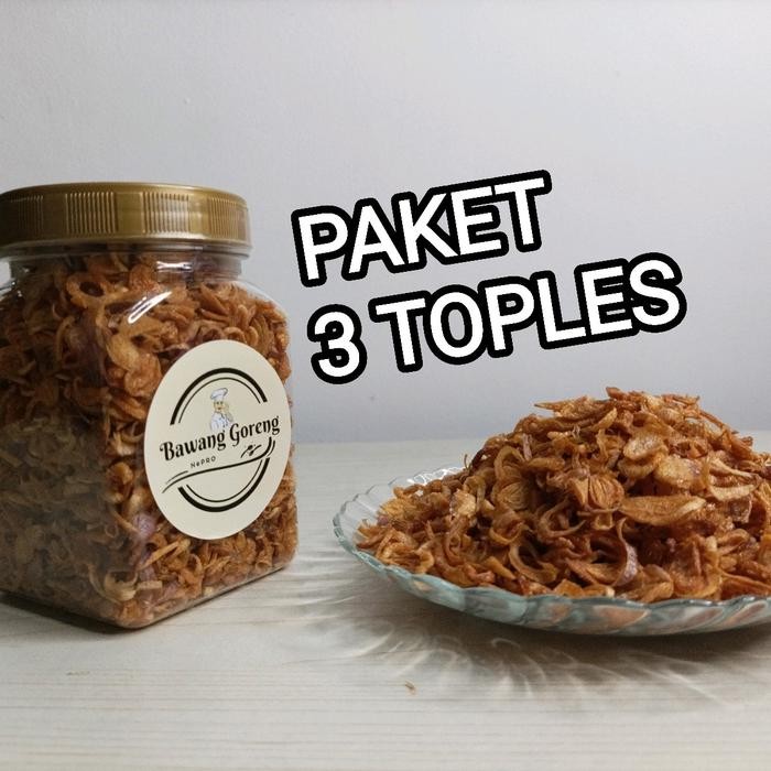 

PAKET 3 TOPLES (ASLI) Brambang Goreng (Bawang Merah Brebes) Tanpa Campuran Tepung Toples 340ml [terlaris]