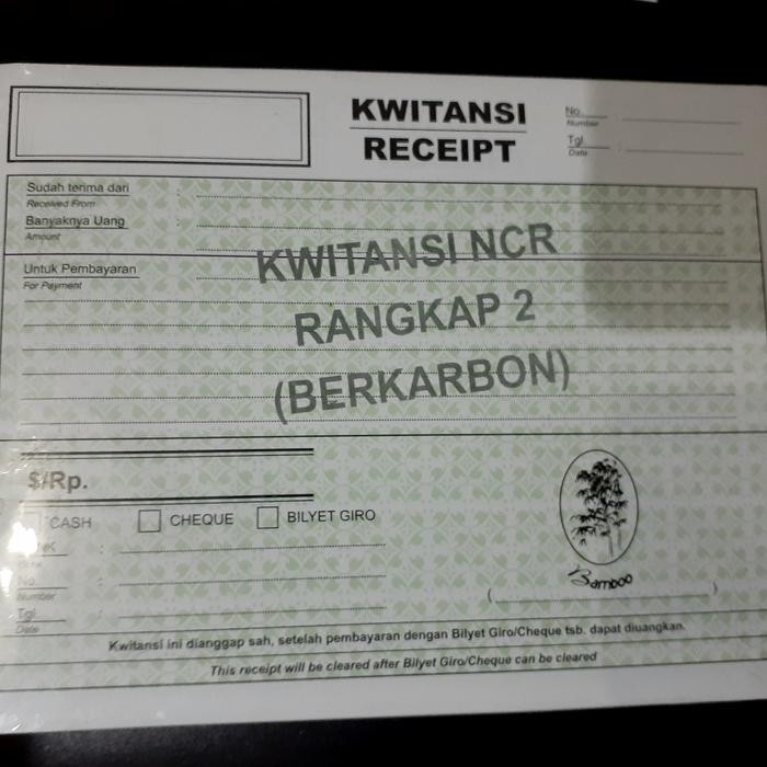 

AHHA kwitansi Rangkap 2 atau 2 ply NCR (berkarbon) bamboo