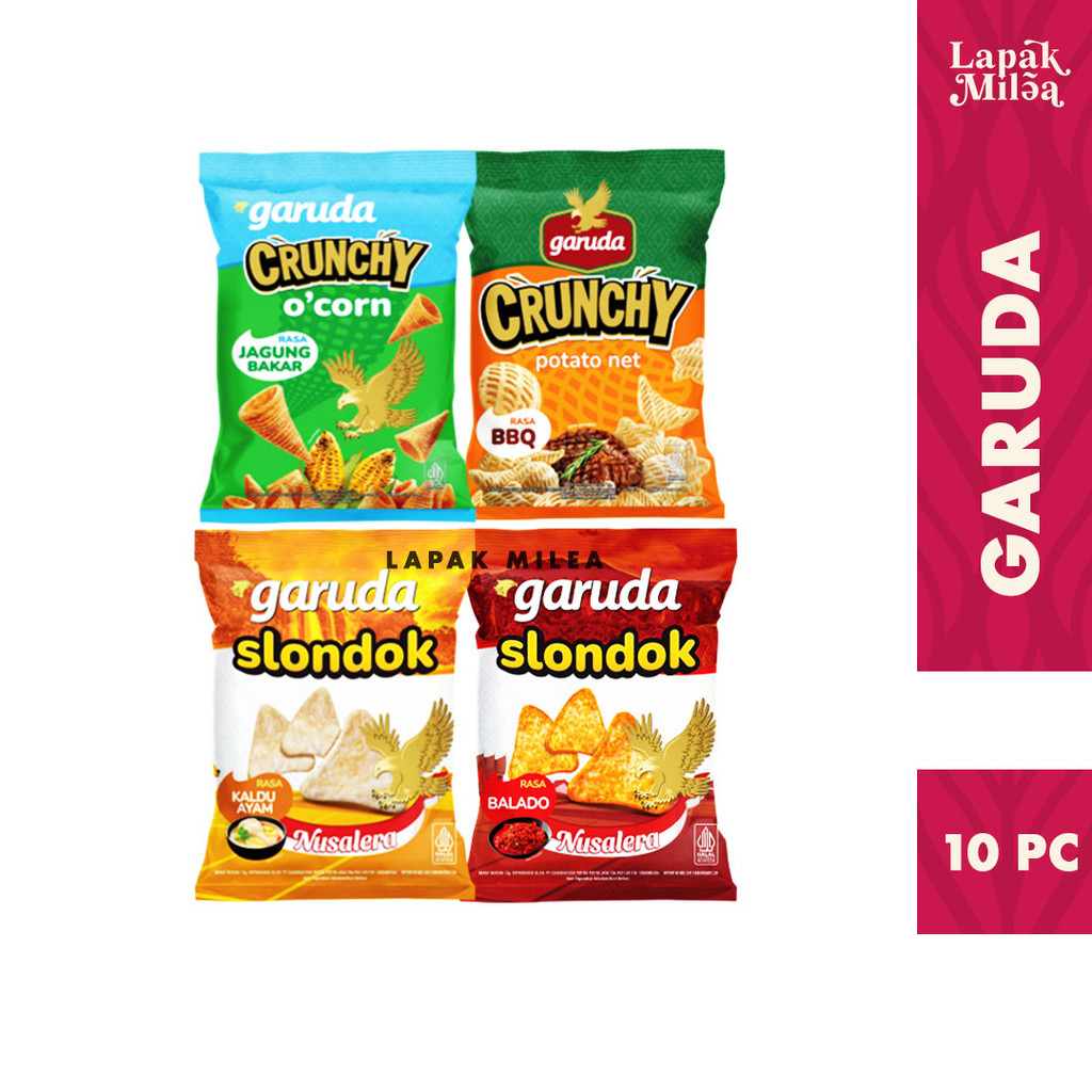 

Garuda Snack Slondok Tornado O'Corn/Potato/Crunchy Bee Puffy isi 10pc