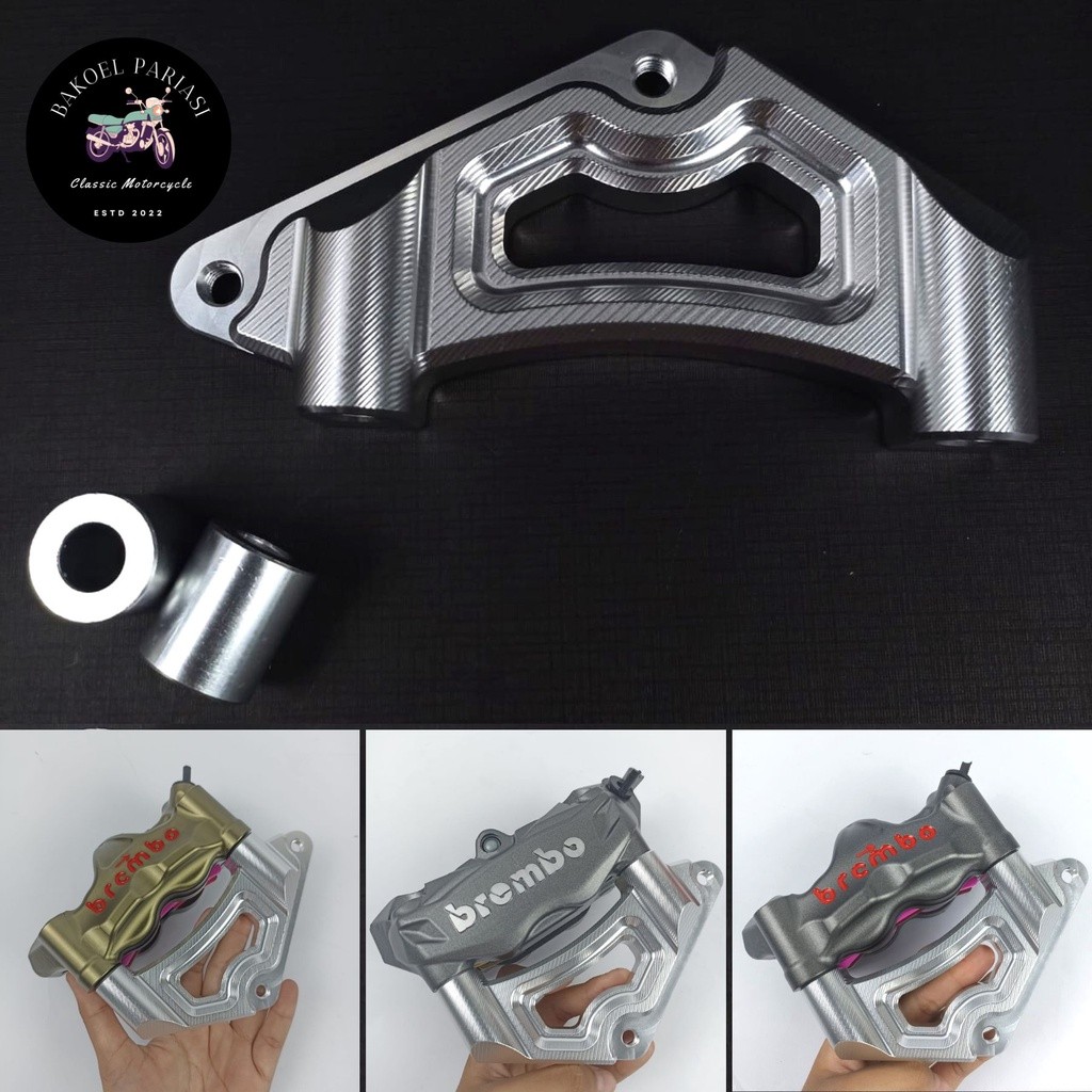 BRACKET PANGKON KALIPER BREMBO 4 PISTON NINJA R RR SS CNC BRACKET CALIPER MEGAPRO TIGER GP 4 4 PISTO
