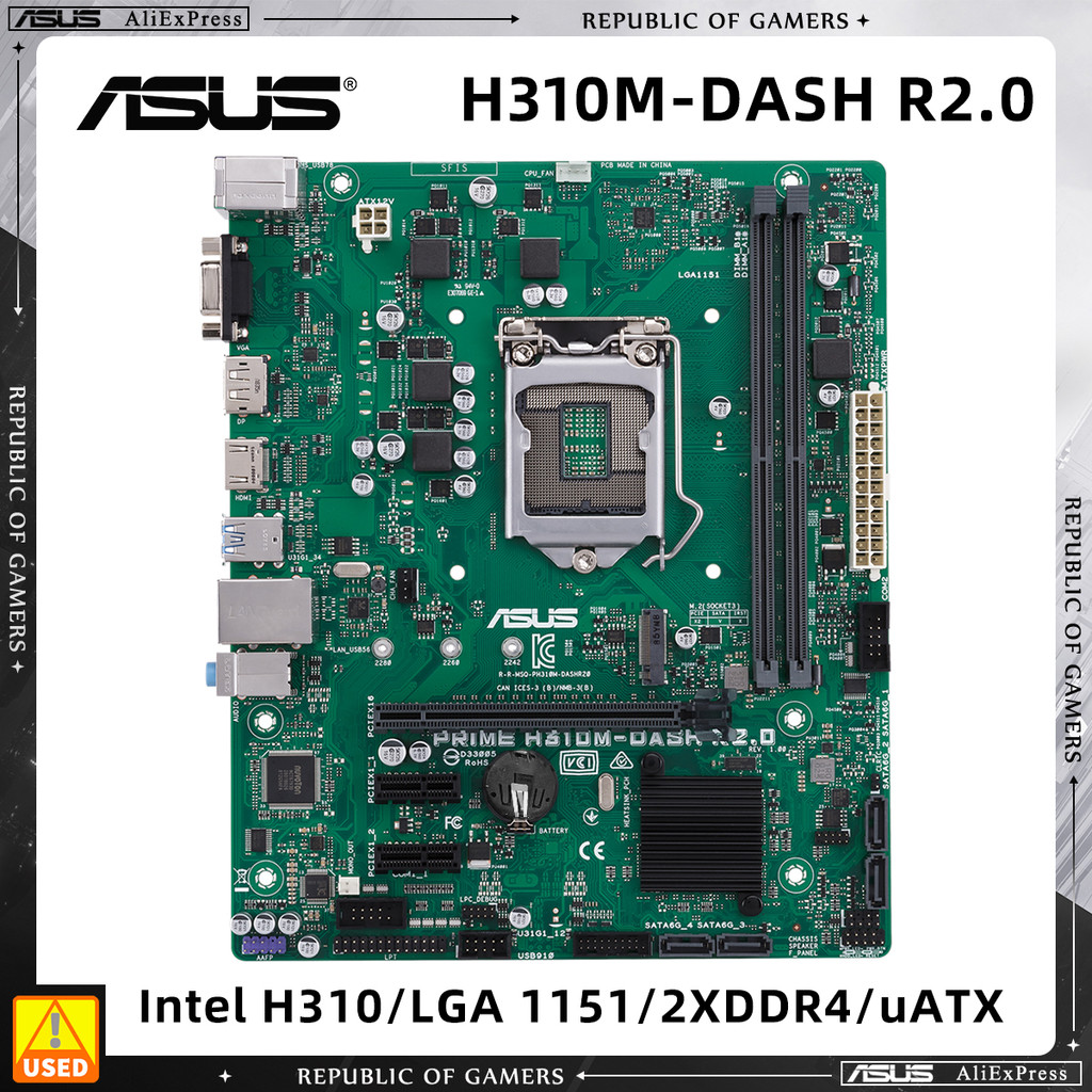 ASUS PRIME H310M-DASH R2.0 Motherboard LGA1151 Support i3-8100 9100F i5-4800 9400F 9600 i7-9700F i9-