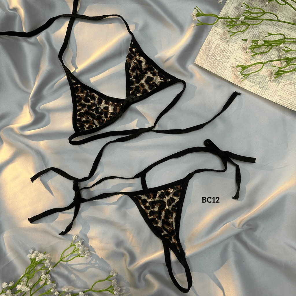 One Set Lingerie BRA CD Wanita Motif Leopard Modern BC12