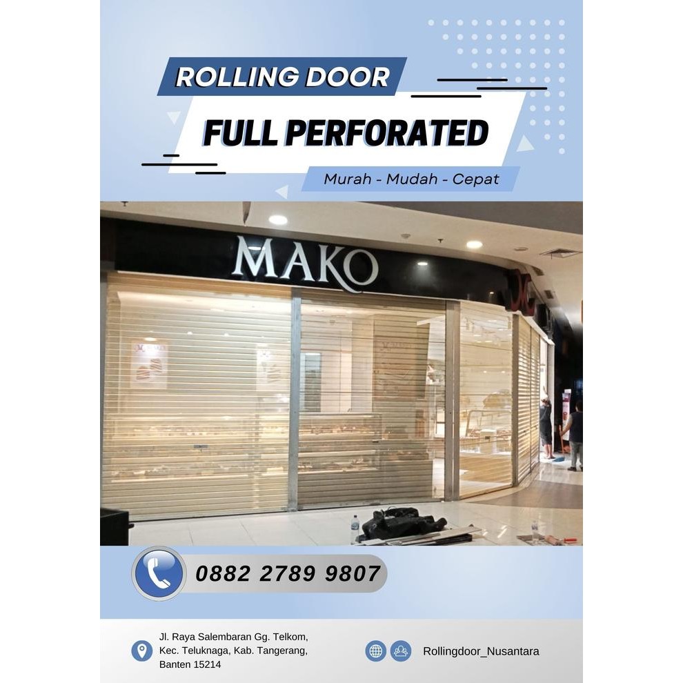 

Rolling door one sheet full perforated L 727cm x T 285cm