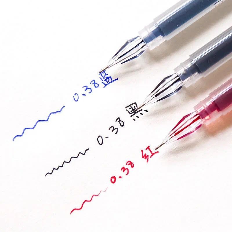 

12 Pcs/Set 0.38mm Large-capacity Black/Blue/Red Ink Diamond Tip Gel Pen Exam Signing Writing School Office Supplies