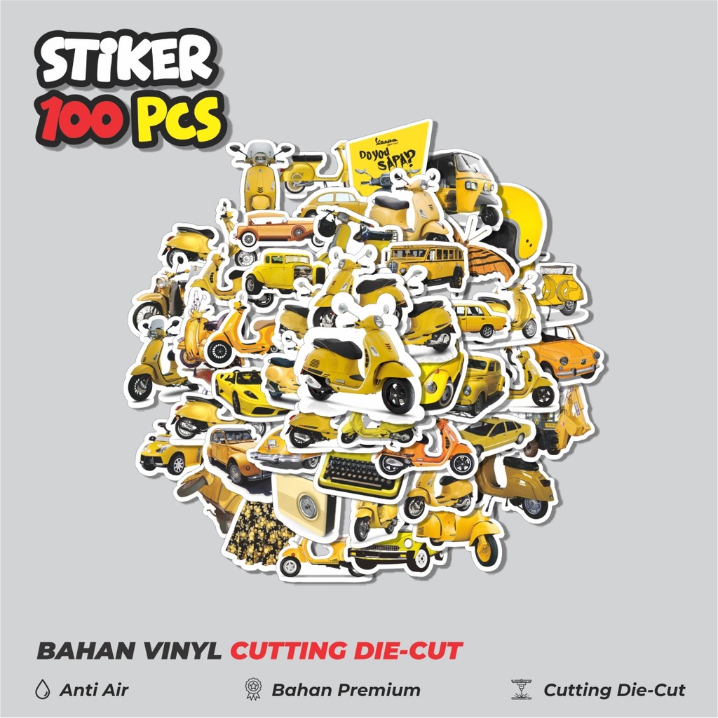 

Terbaru! 50 pcs Stiker Mobil Motor Vespa Kuning Dekorasi Lucu Kreatif untuk Notebook, Skateboard, HP