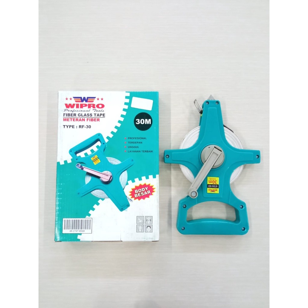 Fiber Glass Tape Meteran Gulung Gulungan Fiber Roll Meter Wipro (RF-30 / RF-50 / RF-100)