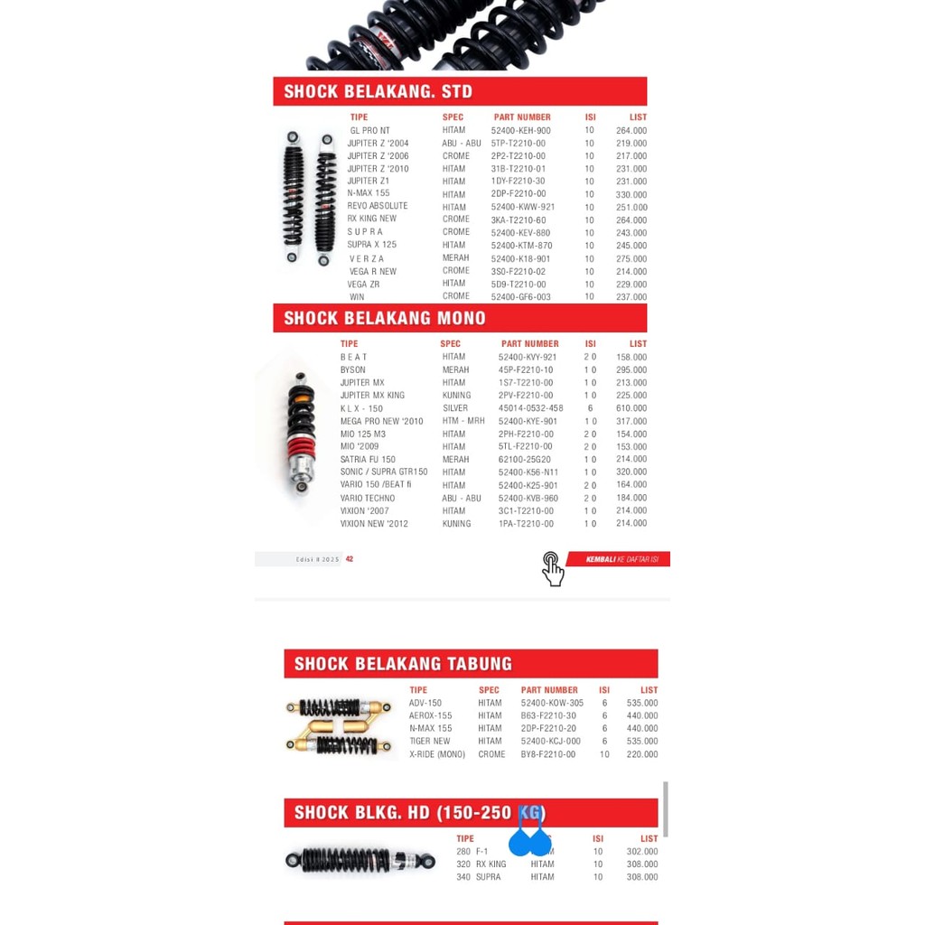 ORIGINAL YIMM SHOCKBREAKER BELAKANG TABUNG XRIDE 125 X RIDE  shock  X-RIDE 125 YAMAHA 2BU BY8