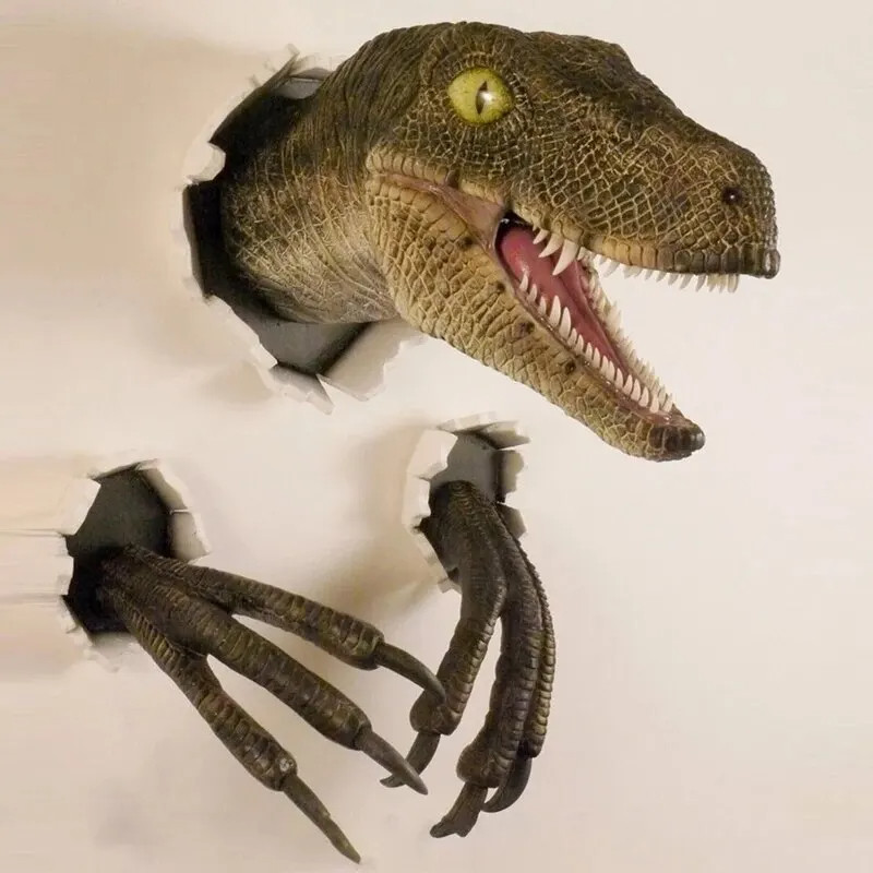 

Dinosaur Wall Decoration Wall Breaker Velociraptor Set 3D Sculpture Ornament Wall Decoration Props Home Decorations