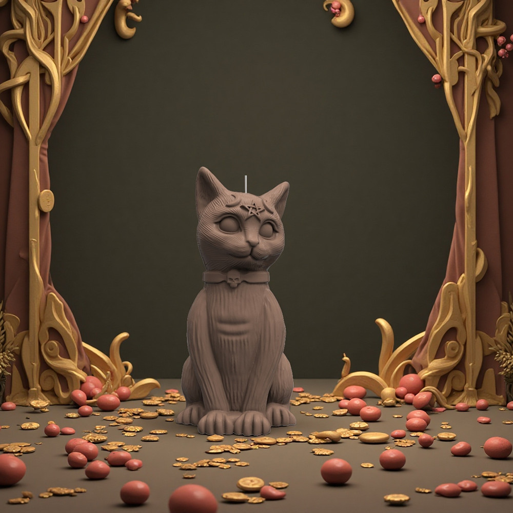 

Silicone Mold for Fortune Cat Candles -Mystical Black Cat Aromatherapy Candle,DIY Plaster And Cement Statue Of A Cat
