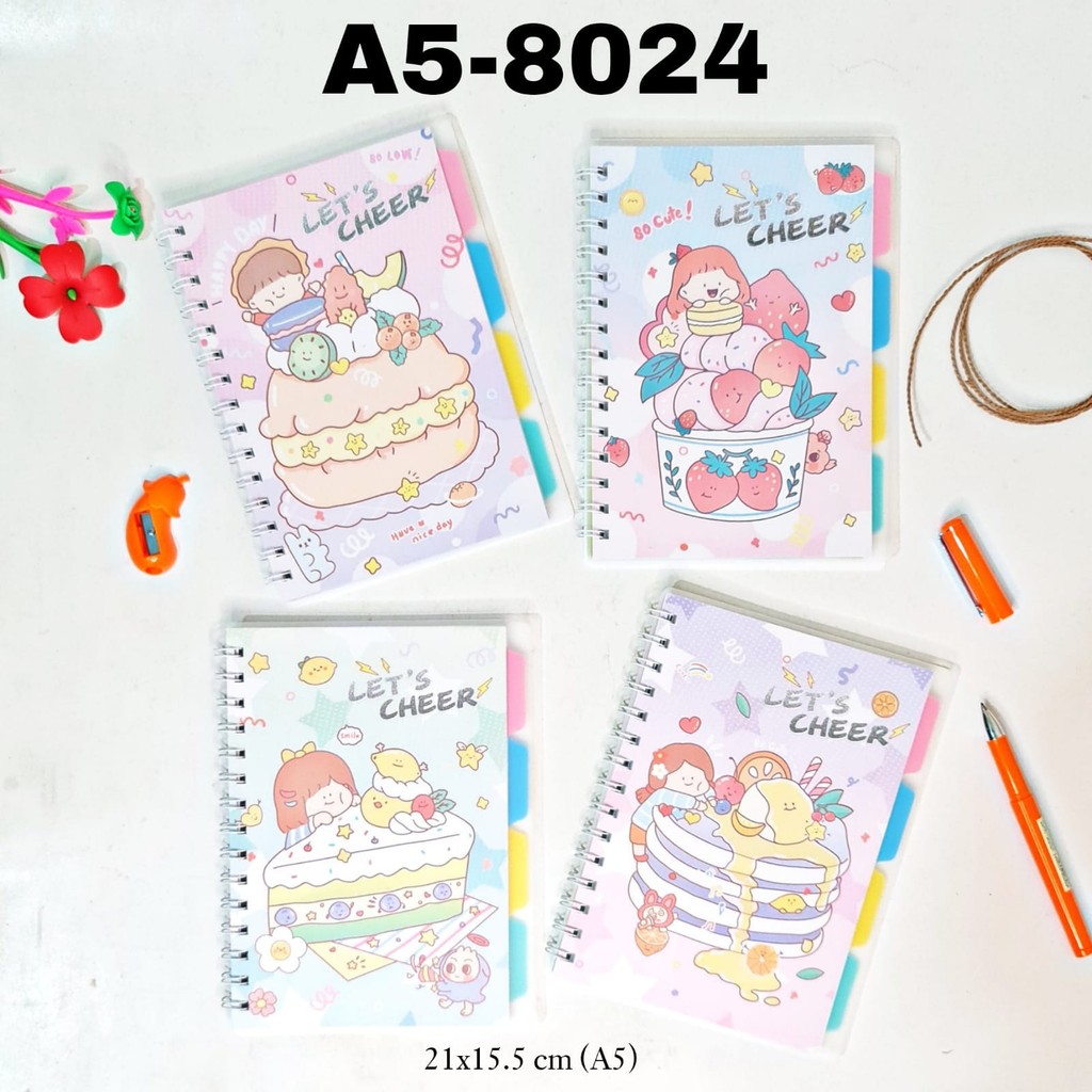 

MJ Buku Tulis Spiral A5-80 Index Cover Plastik TR/Buku Catatan/Notebook/Note Book