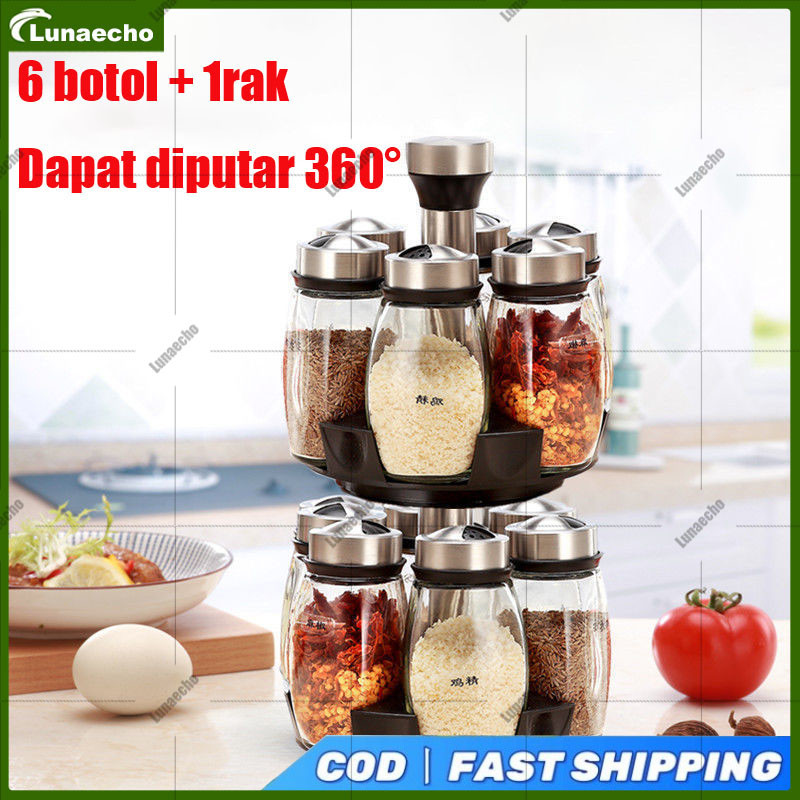 Rempah Bumbu Set Tempat Botol Bumbu 7in1 Rak Bumbu Putar  Wadah Bumbu Toples Tempat Bumbu Dapur Temp