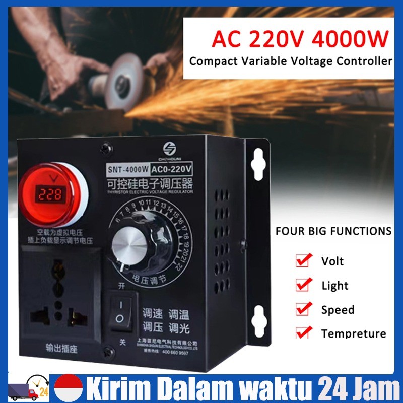 ( Stok Siap ) AC 220V 4000W Pengatur Kecepatan Regulator Dimmer Lampu Voltase Voltage Temperatur Lig