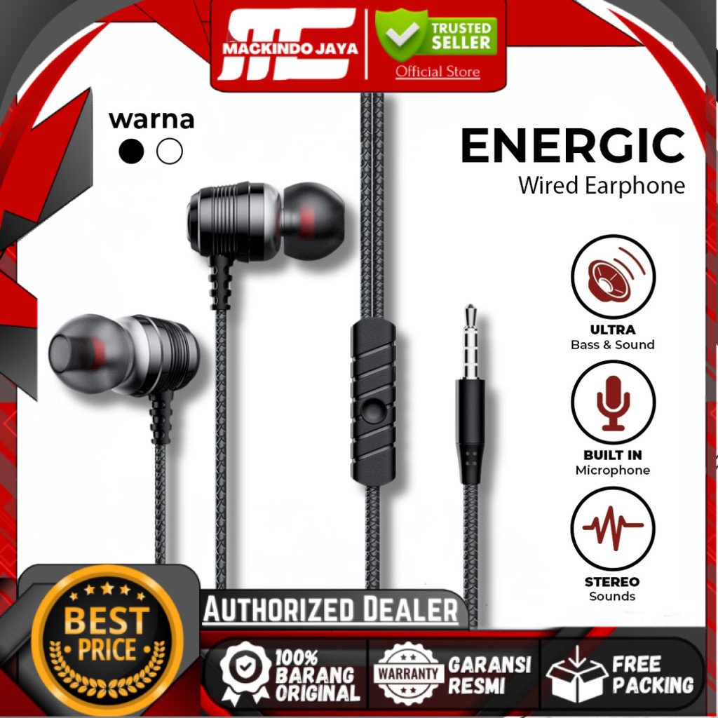 INBOX ENERGIC Wired Earphone Headset Handsfree Earpods Mega Bass
