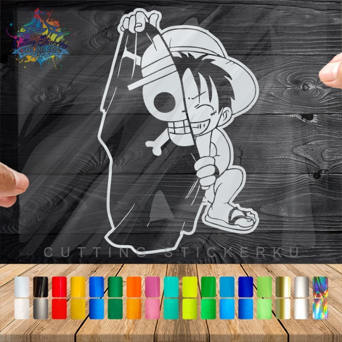 FREE CUSTOM DESAIN Cutting Stiker Luffy Flag Variasi Motor Mobil Sticker Timbul Anime  BAHAN STIKER 