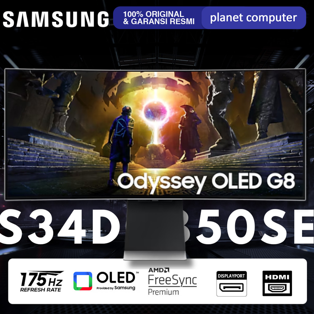 Monitor OLED Samsung LS34BG850 S34BG850 34” Odyssey OLED G8 G85B WQHD 3440x1440p 175Hz USB-C 65w Sma