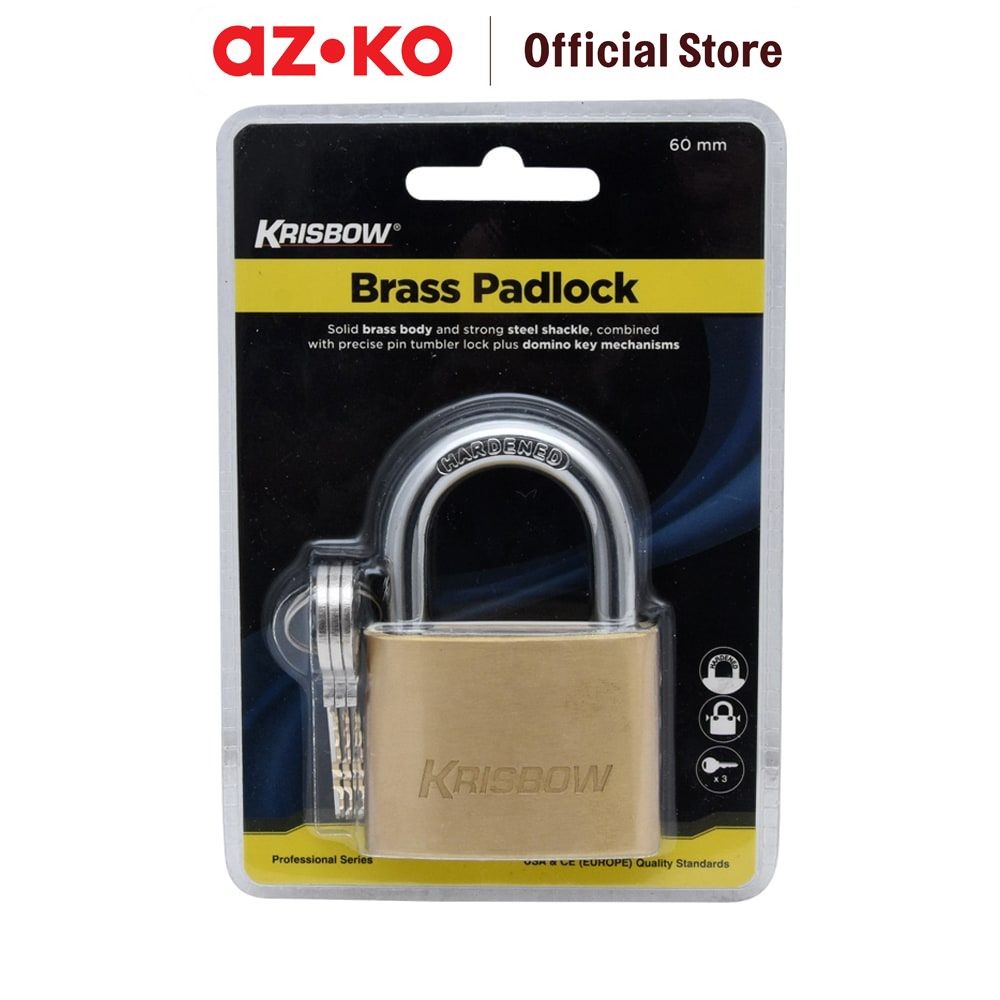AZKO Krisbow Gembok Kuningan 6 cm Steel Padlock Besi Gembok Pintu Pager Rantai Pengunci Pengaman Pag