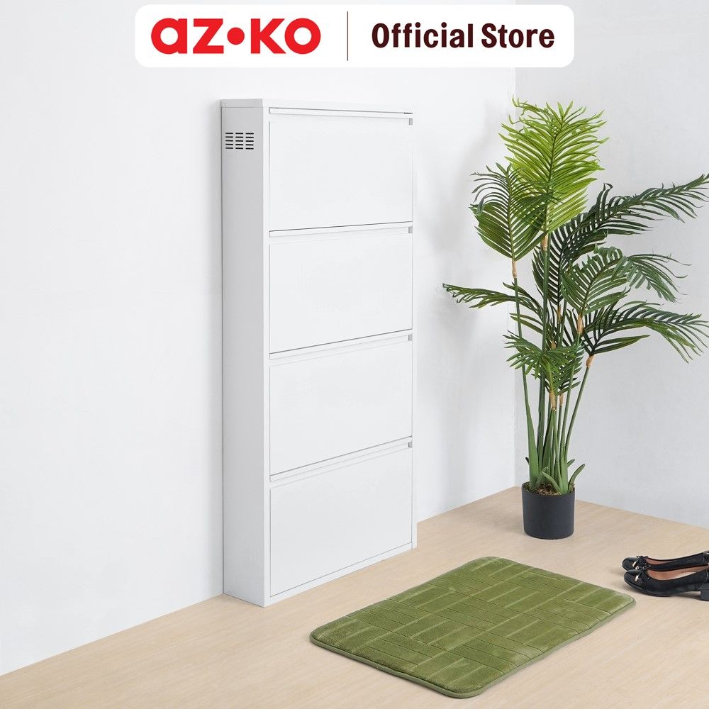AZKO Stora Kabinet Sepatu 4 Tingkat - Putih Organizer Sandal Dan Sepatu Rak Lemari Alas Kaki Serbagu