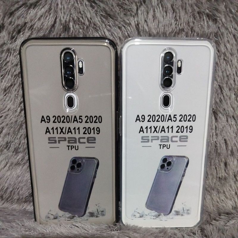 Soft Case TRANSPARAN OPPO A5 2020 A9 2020 Silikon  Case  hitam  Pelindung Camera Hp & Camera Una Acc