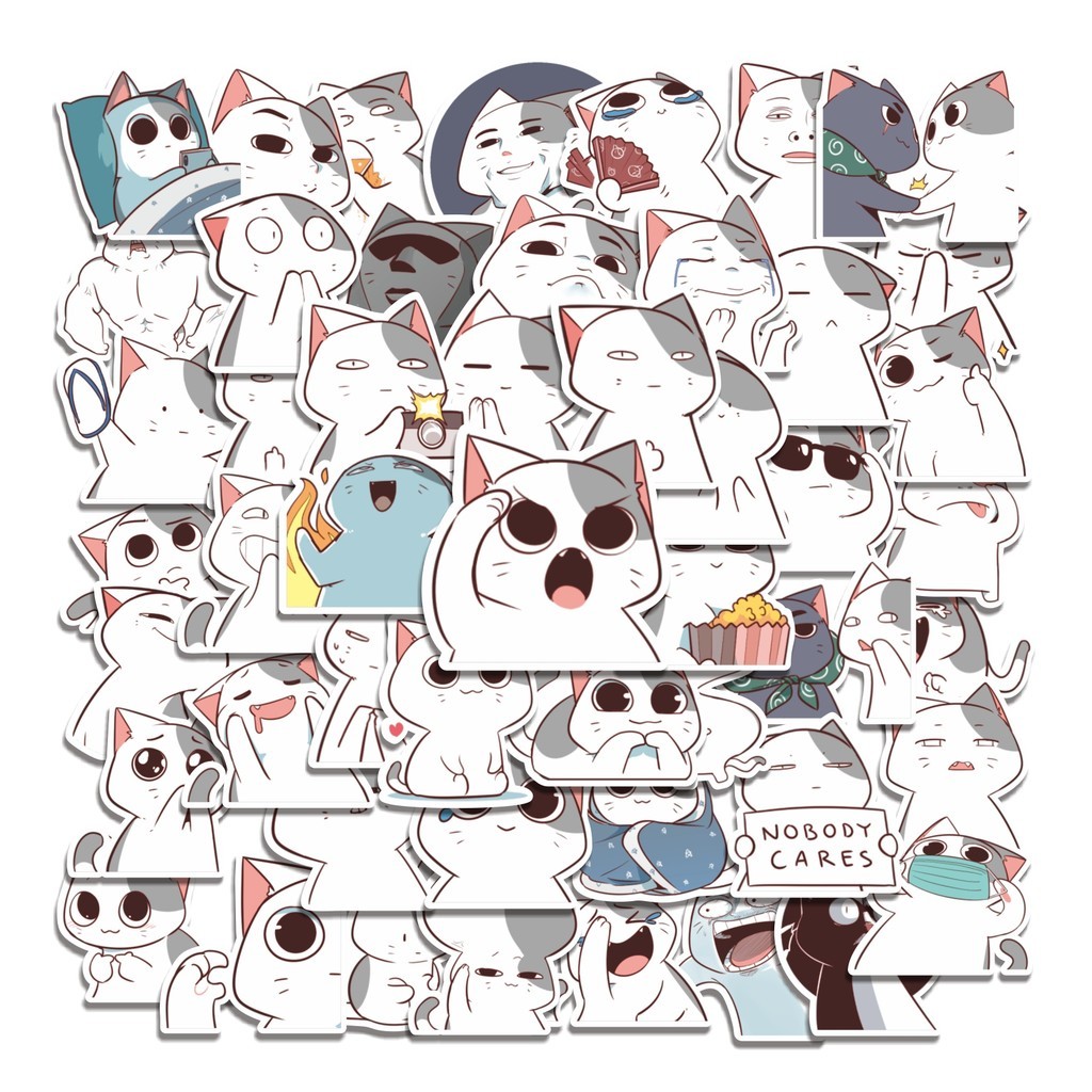 

COD 50 Pcs Stiker Neko Nyangami Lucu Anti Air Untuk Dekorasi Notebook Sepeda Skateboard Handphone DIY